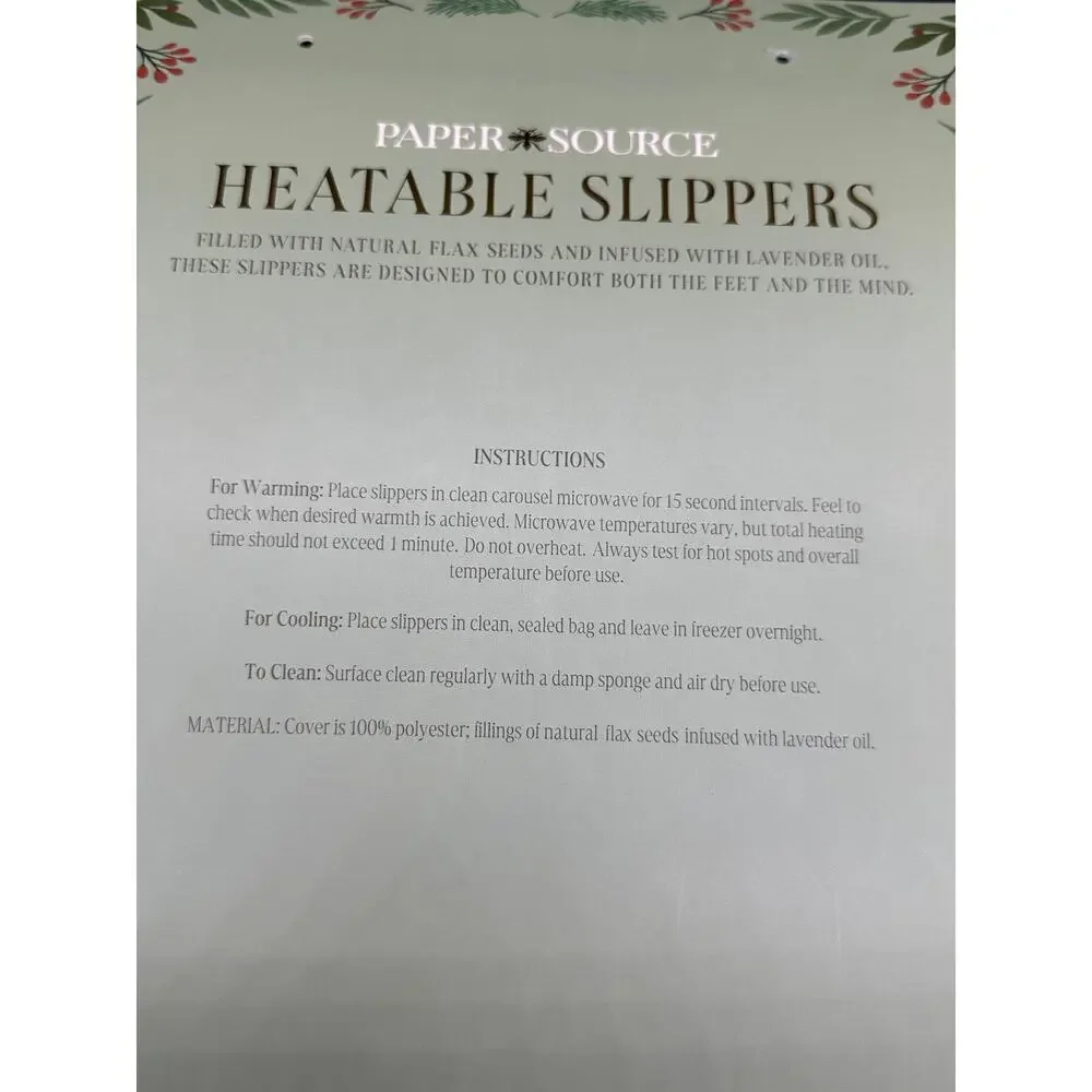 New PAPER SOURCE‎ Women’s Beige Sherpa HEATABLE SLIPPERS Lavender Infused OS - Picture 4 of 5